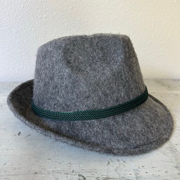 Bavarian Octoberfest Tyrolean German wool felt fedora hat Alpine gray feather - Picture 4 of 10